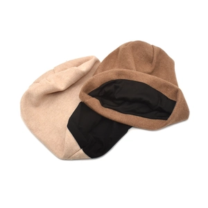 Chic knit beanies in beige and brown with warm lining for winter face slimming