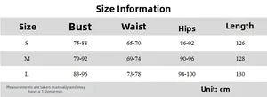 Detailed size chart for the slim fit halter dress showing bust, waist, and hips in cm