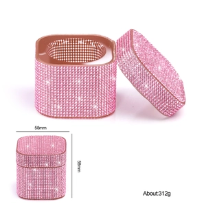 Detailed view of pink rhinestone nail crystal cup with dimensions 58mm and 312g weight
