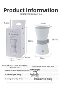 Detail view of the automatic pet paw washer with its original retail packaging box