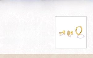 Detailed view of gold plated 925 sterling silver earring set with cubic zirconia stones