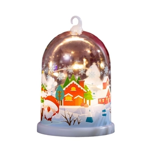 Luminous Christmas scene night light with warm LED lights and snowman figurines