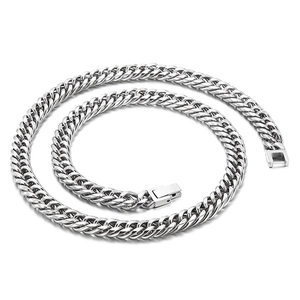 Collier chaîne gourmette en acier inoxydable argenté avec fermoir boîte sécurisé