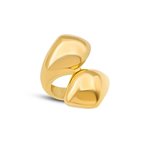 Abstract geometric 18K gold plated titanium ring with irregular streamlined design