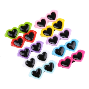 Colorful mini heart-shaped sunglasses charms for DIY crafts and accessories set