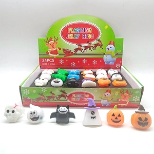 24PCS flashing jelly rings with Christmas and Halloween LED light-up festive patterns