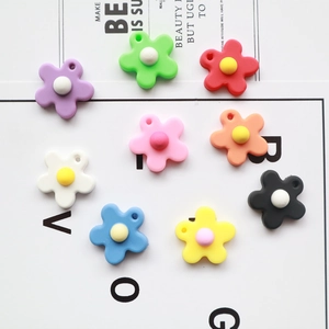 Flower Charms PVC Soft Glue Colorful Floral Pendants For DIY Keychain Earphone Case Decoration Cute Korean Style Accessories
