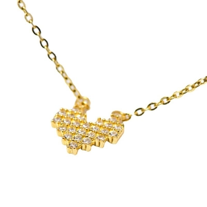Elegant 14K gold plated S925 silver necklace with sparkling heart zircon pendant