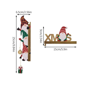 Wooden Christmas gnome door frame hanger and XMAS tabletop ornament with dimensions