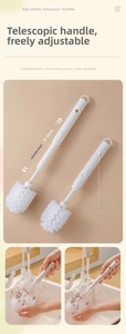 Detail of white telescopic cup brush with adjustable handle from 28cm up to 35cm