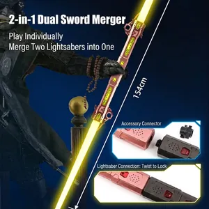 2-in-1 extendable telescopic lightsaber for kids with metallic hilt and dual-blade mode