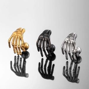 Gothic Punk Skull Hand Stud Earrings For Men Women Titanium Steel Skeleton Claw Ear Studs Screw Back Jewelry