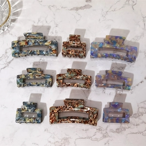 Acetate Rectangular Hollow Hair Claw Clips Retro Marble Floral Geometric Shark Hairpins For Women Girls Fashion