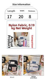 Infos de taille pour sac bandoulière en nylon avec dimensions et comparaison smartphone