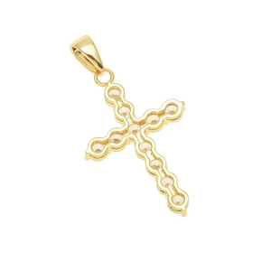 Hip hop style gold cross pendant with micro-set 3A zircon stones and polished bail