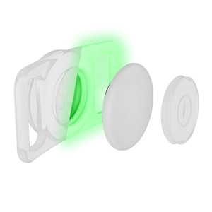 Exploded view of luminous silicone AirTag case with waterproof sealing structure