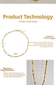 Detail of 3mm gold titanium steel twisted blade chain with 40+5cm length specs