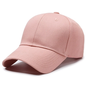 Pink minimalist baseball cap with six-panel crown and pre-curved brim for women and men