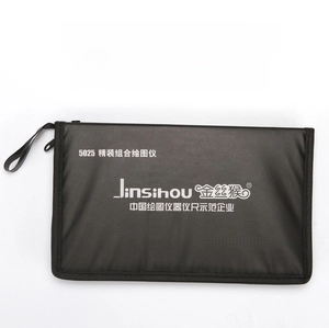 Close-up of black nylon drafting tool bag with handle and zipper for architecture students