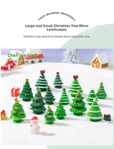 Miniature resin Christmas trees and snowmen decor set for festive micro landscapes