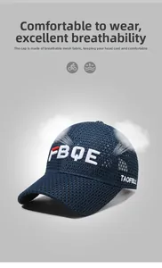 Detail showing high breathability mesh and 3D embroidery on blue baseball cap
