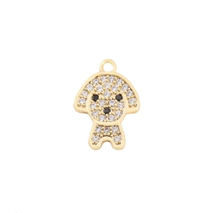 Pendentif caniche doré avec cristaux pour création de bijoux DIY et colliers
