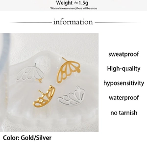 Detailed close-up of fan-shaped cutout earrings showing gold and silver finish options