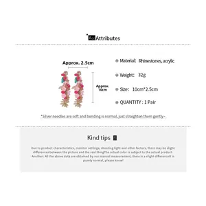 Detailed size chart for acrylic flower earrings showing 10cm length and 2.5cm width