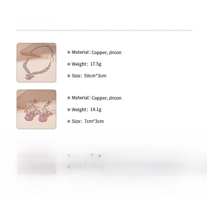 Size and material specifications for zircon bow necklace and earring jewelry set