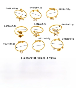 Size chart showing dimensions and weight for stainless steel rings with zirconia