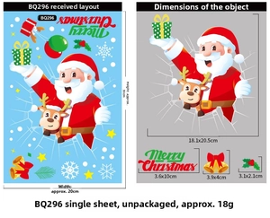 Detailansicht der 20x30cm Weihnachtsfensteraufkleber mit Weihnachtsmann und Rentier