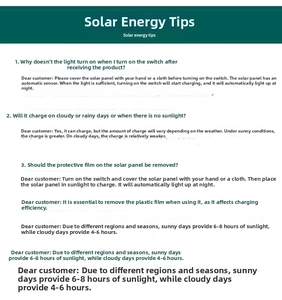 Consigli energia solare per luci decorative esterne con istruzioni d'uso e ricarica