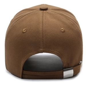 Casquette de baseball en sergé marron avec boucle en métal et œillets respirants