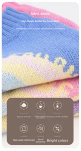 Detailed macro view of colorful rainbow knit fabric showing soft texture and ribbed design