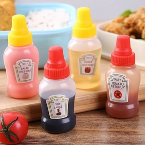 Mini Portable Squeeze Sauce Bottles Plastic Refillable Condiment Dispenser For Bento Lunch Box Salad Ketchup Containers