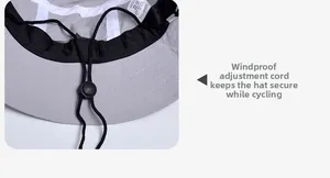 Detail of adjustable windproof drawstring and nylon fabric on outdoor sun hat
