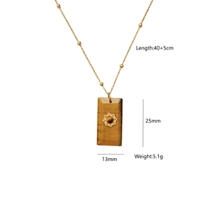 Detail view of tiger eye stone pendant with star motif and 40+5cm chain dimensions