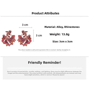 Detail showing dimensions of 3cm and 13.8g weight for koi fish rhinestone earrings