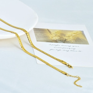 Minimalist 18k gold plated stainless steel snake chain necklace with lobster clasp for women