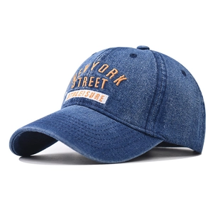 Washed Denim Baseball Cap NEW YORK Embroidery Distressed Vintage Street Style Sun Hat For Men Women Adjustable