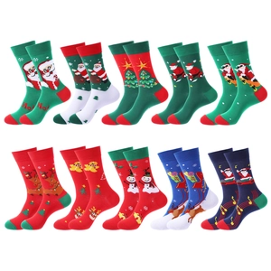 Christmas Socks Cotton Blend Breathable Mid Calf Holiday Gift Novelty Cartoon Santa Reindeer Unisex