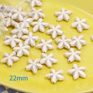 22mm star-shaped white turquoise beads with marble texture for DIY jewelry making