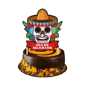 Topper per torta Dia De Muertos con teschio su una torta al cioccolato per la festa