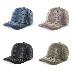 Washed Cotton Denim Baseball Cap Rhinestone Numbers Digital Print Contrast Stitching Adjustable Streetwear Outdoor Hat