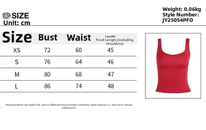 Größentabelle für sexy eng anliegendes Camisole-Oberteil mit Maßen von XS bis L