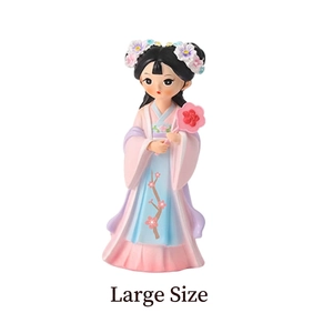 Traditional Chinese style figurine of a girl in Hanfu holding red flowers, large size