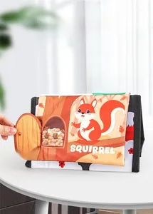 Interactive soft baby book with crinkle paper featuring double-sided squirrel animal scenes