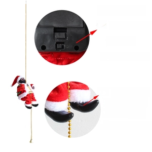 Black Santa Claus climbing bead toy with 3-way switch and music function for Christmas decor