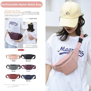 Waterproof nylon fanny pack with multi-layer zippers and six color options available