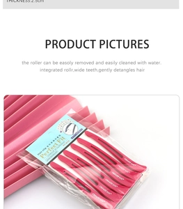Detail of pink hair sectioning clips set with unique detachable roller comb feature